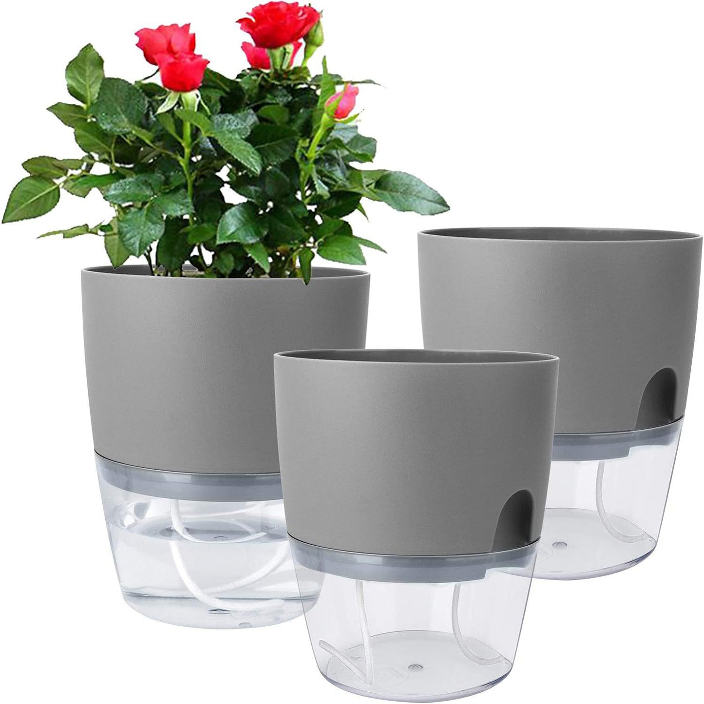 Selbstbewässernder Blumentopf – Transparent, Modern, im Einzel- oder 3er-Set