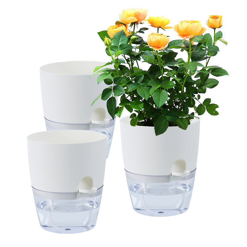 Selbstbewässernder Blumentopf – Transparent, Modern, im Einzel- oder 3er-Set